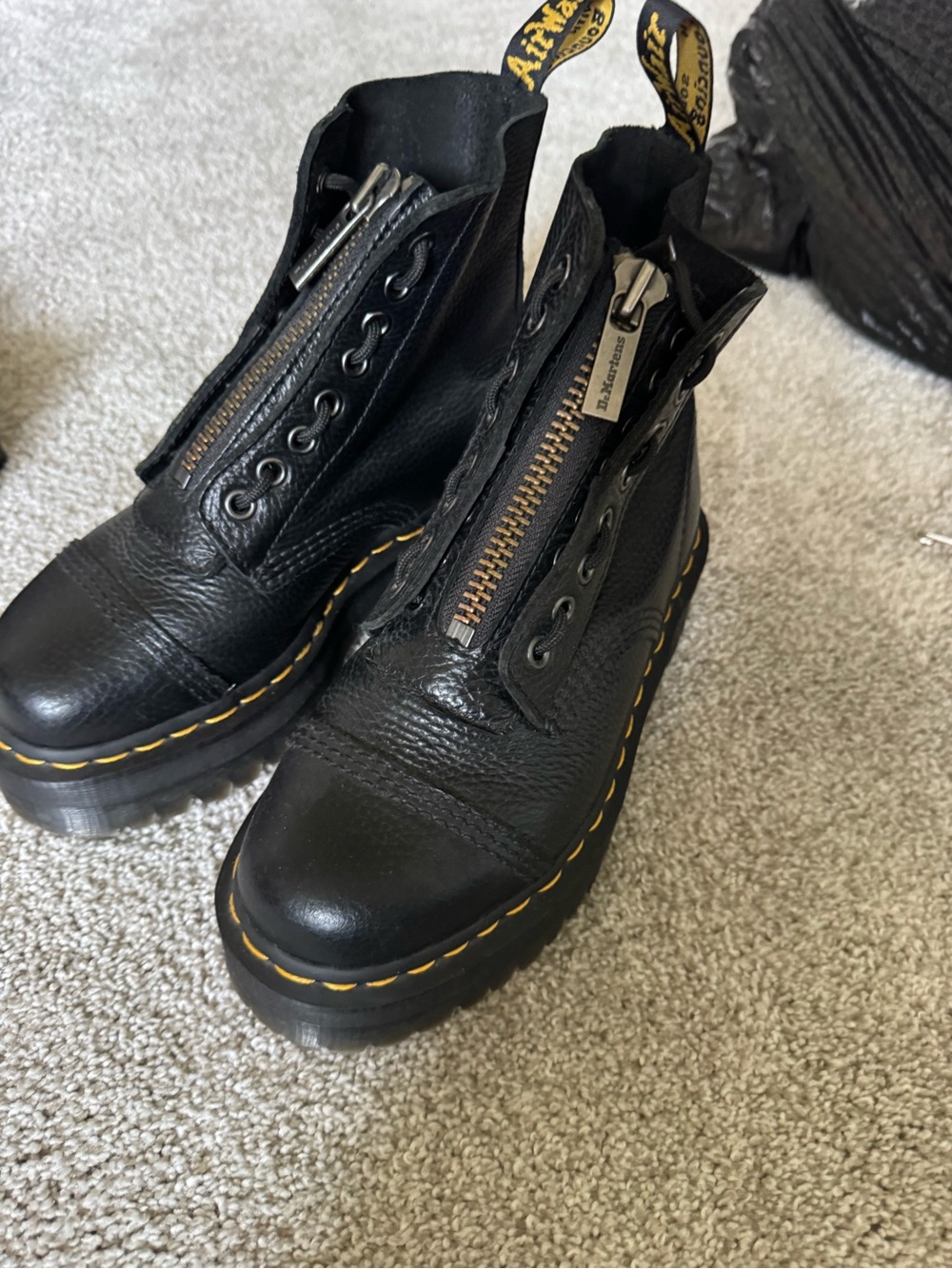 Dr. Martens Sinclair Black Leather Platform Zip Combat Boot - Picture 2 of 6